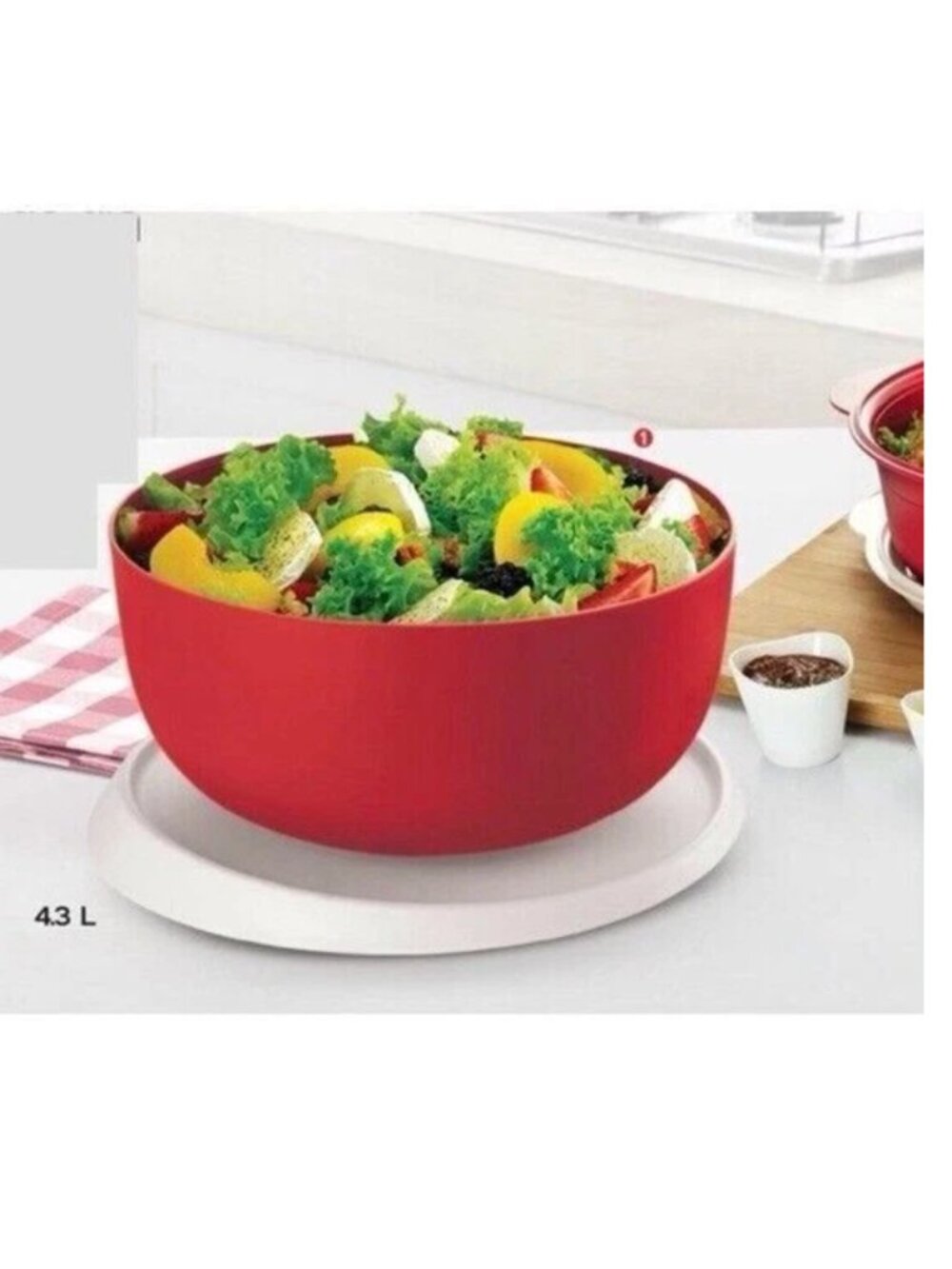 Tupperware Essentials Blossom Large 4.3 L Serving Bowl Red New